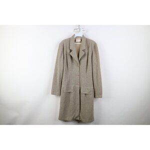 Vintage 90s Cache Womens 6 Babydoll Cotton Blend Knit Button Jacket Coat Beige